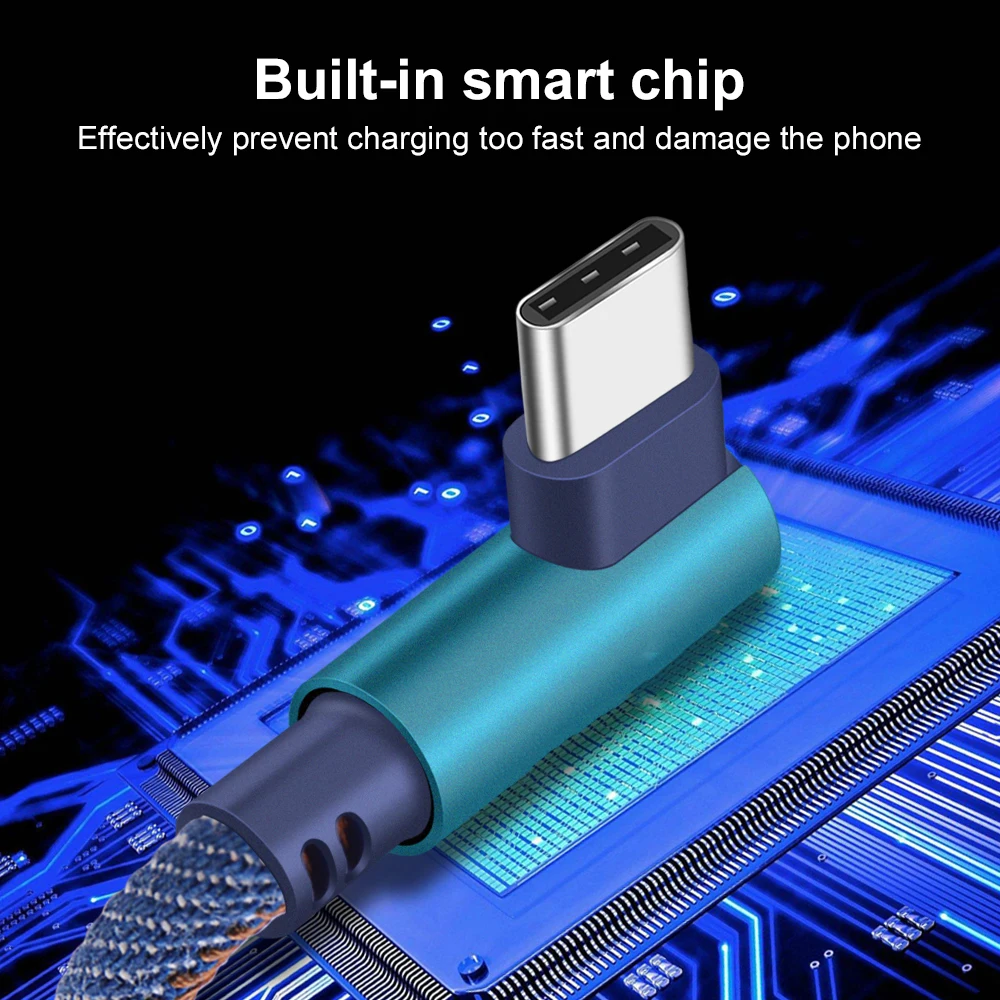 90 градусов type C USB кабель Micro 2.4A Быстрая зарядка зарядное устройство для samsung iPhone X 7