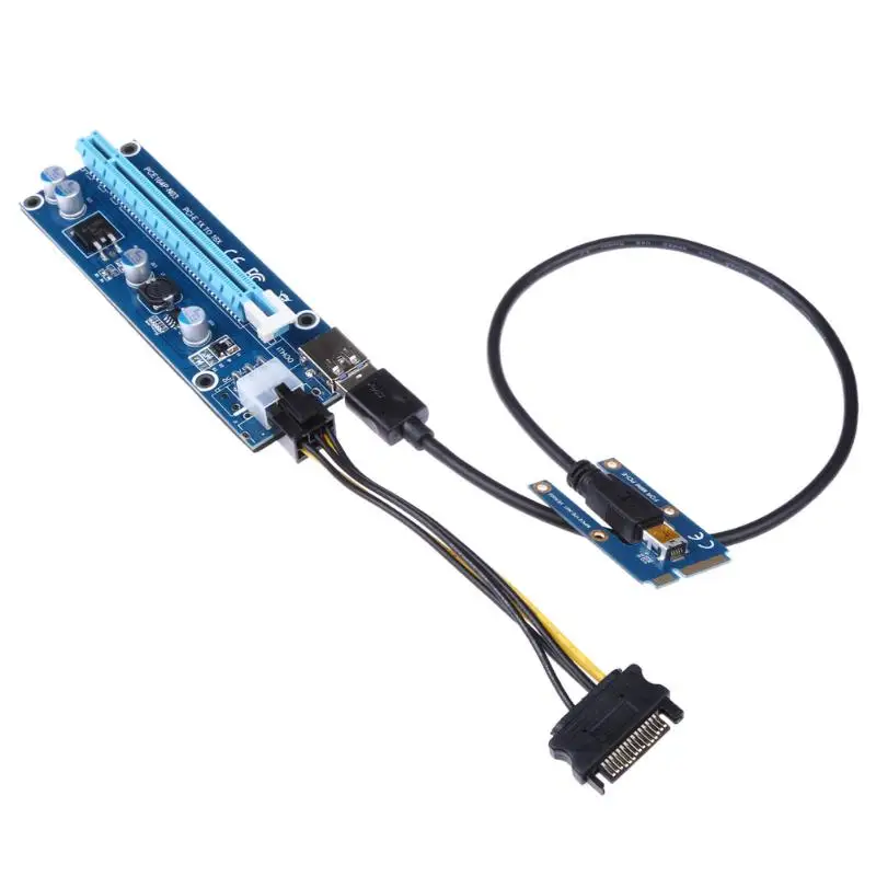 

40 см USB 3,0 Mini PCI-E к PCIe PCI Express 1x к 16x удлинитель Райзер карта адаптер SATA 6Pin кабель питания для майнинга BTC