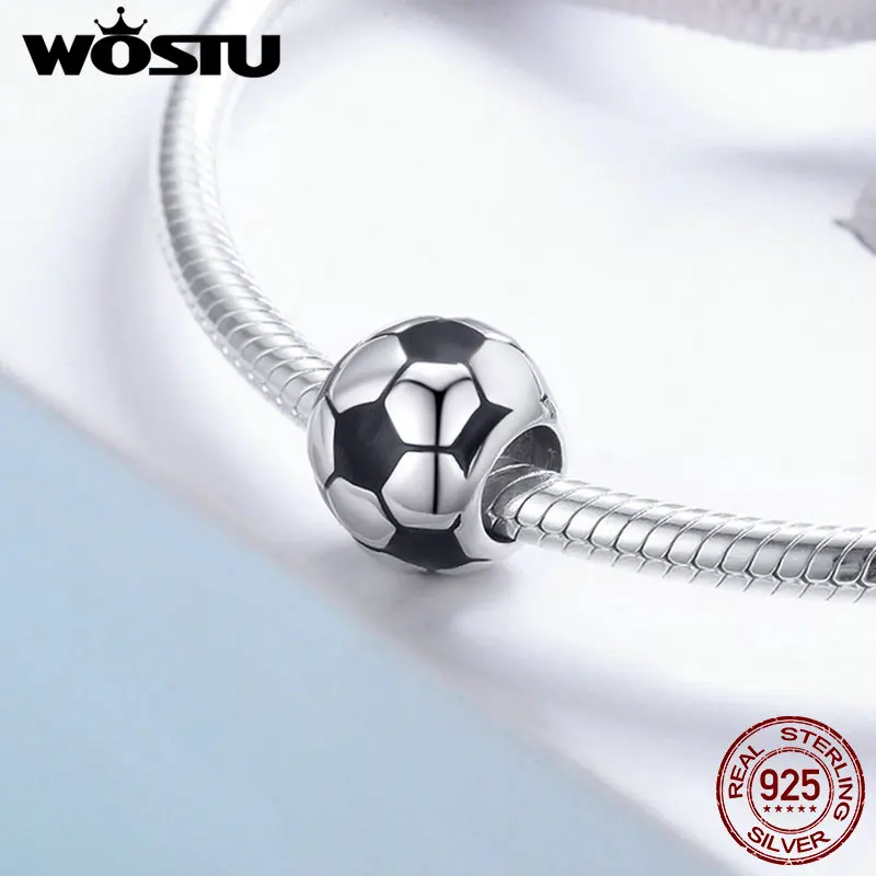 WOSTU Новый трендовый браслет из стерлингового серебра 925 пробы с надписью I Love Football