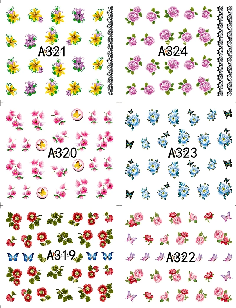 12 листов водные переводные наклейки для дизайна ногтей|nail art stickers decals|sticker decalwater