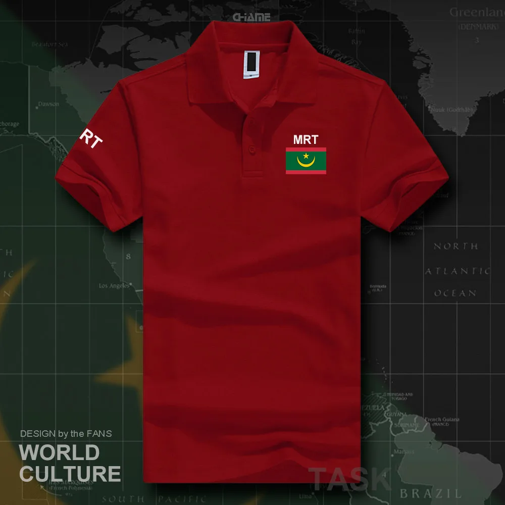 Islamic Republic of Mauritania MRT polo shirts men short sleeve white brands printed for country 2018 cotton nation team flag | Мужская