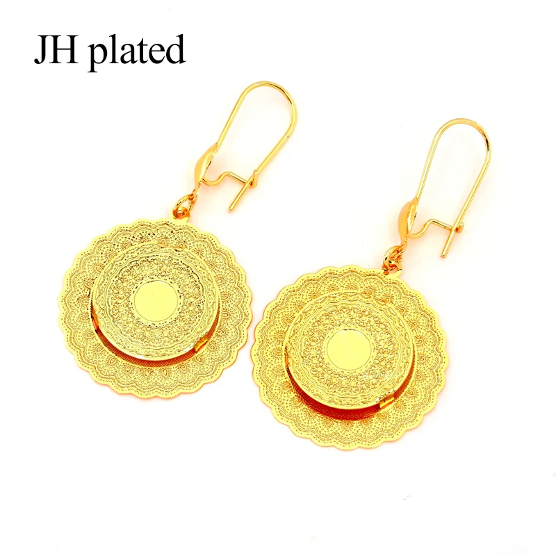 JHplated африканские Ювелирные серьги из Эфиопии круглые двухслойные скульптуры для