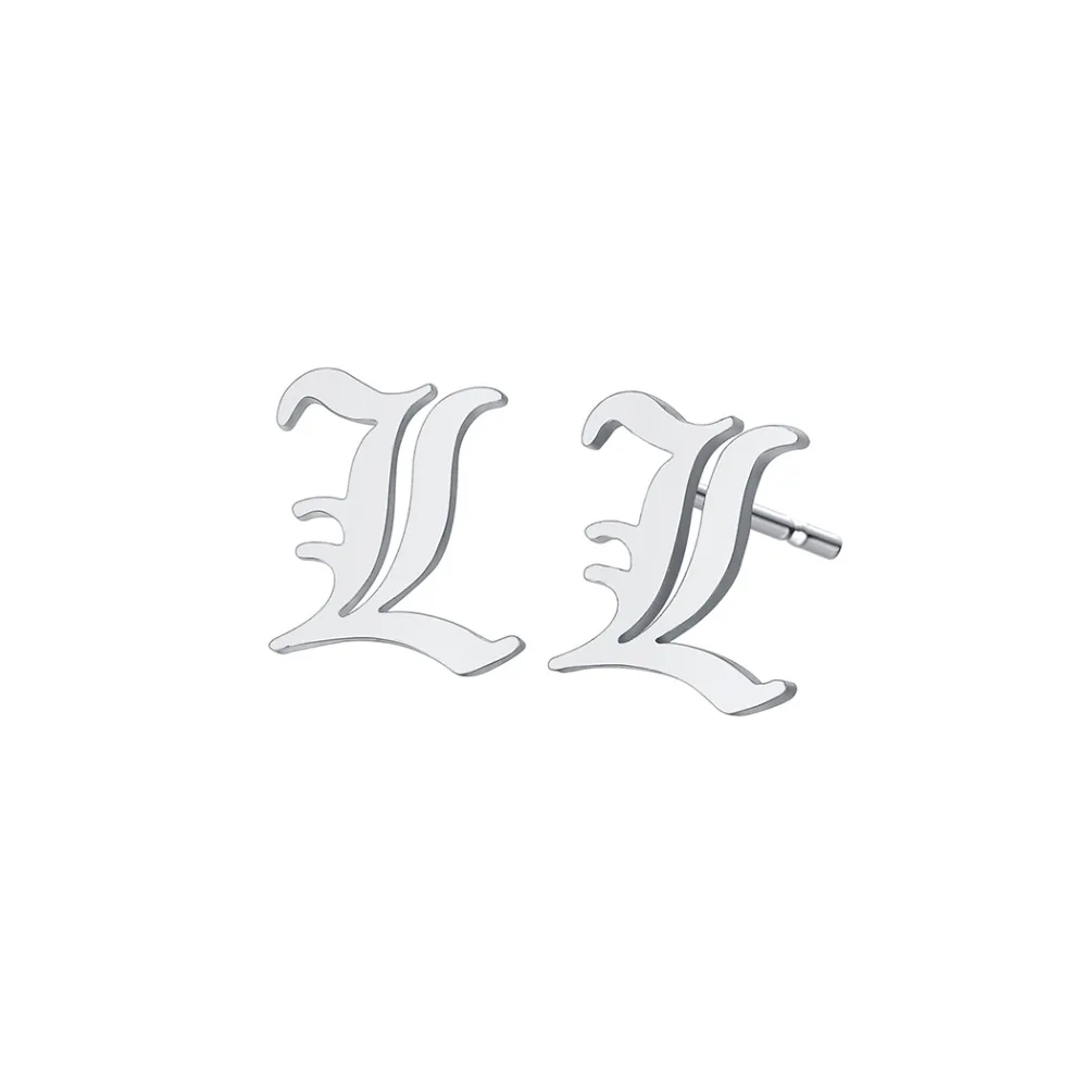 Chandler Fashion Big Brand L Letter Earrings Luxury Old English Letters Rose Gold Stainless Steel Hypoallergenic Earring | Украшения и