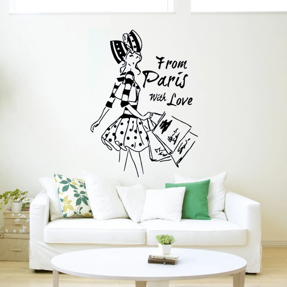 

Vinyl Wall Decals Fashion Shopping Women Sticker Home Decorative Wall Stickers Bedroom Studio Interior Design Art Murals JG1275