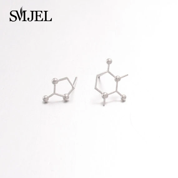 SMJEL 10 пар-S078 дисбаланс кофеин молекулы, которые оказывают дополнительную стимуляцию для роста волос Структура, серьги со шпилькой, для Для женщин Уникальный химии серьги Для мужчин