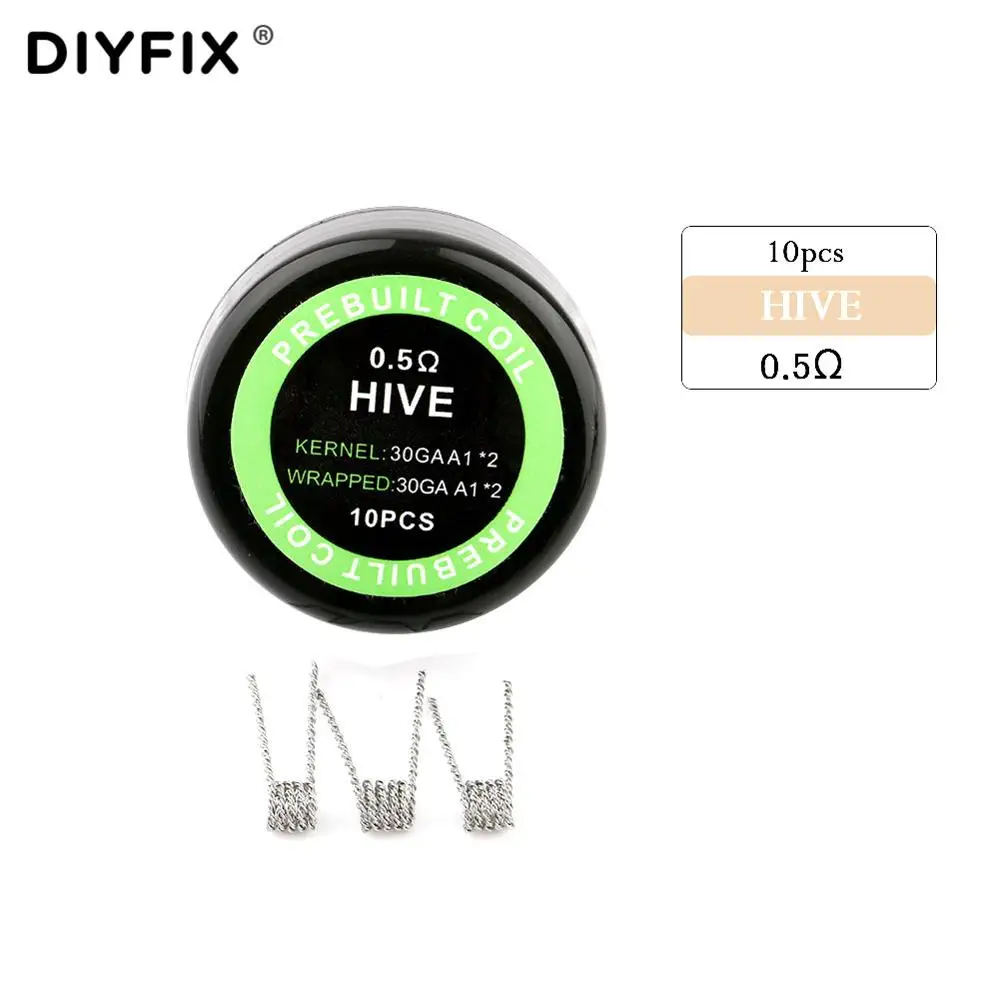 Hive 0.5 10 шт./лот A1 готовые катушки сопротивления нагрева провода QUAD HIVE Tiger Alien плавленые Clapton катушки предварительно обмотки провода RBA RDA Атомайзер - Цвет: Hive 0.5