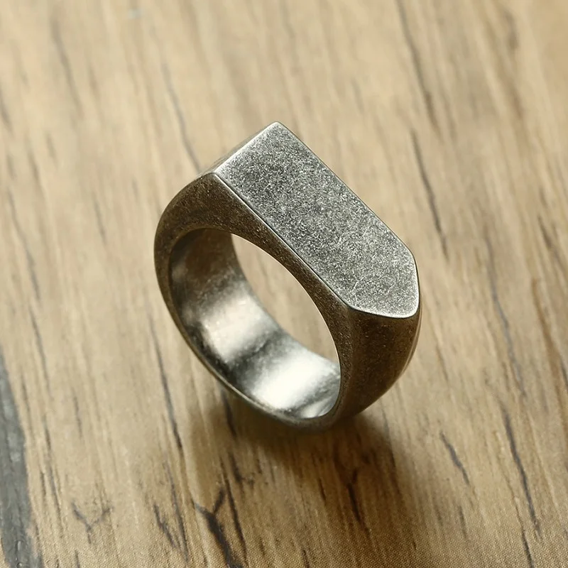 

Fashion Vintage Ring Men Stainless Steel Male Party Gray Color Ring Simple Jewelry Man Rings For Cool Boy Wholesale