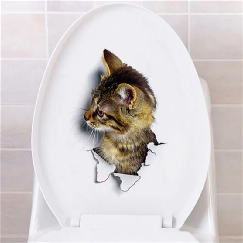 3D милый котенок животное мультяшная кошка Съемный Настенный стикер яркая