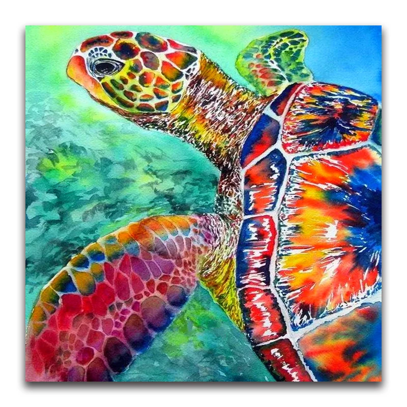 

Алмазная мозаика 5D «сделай сам», картина из квадратных страз с изображением животных, вышивка крестиком, морская черепаха, круглая вышивка ...