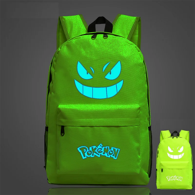 Мужской рюкзак Pokemon Gengar Модный повседневный со светящимся рисунком на тему аниме