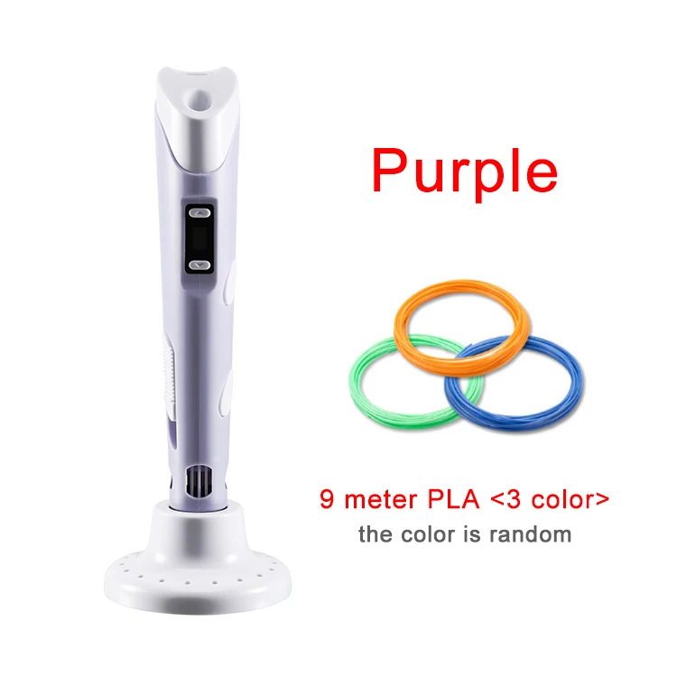 Purple-9m PLA KYY 3D ручка оригинальная DIY 3D печать Ручка с 100 м ABS/PLA нить креативная игрушка подарок для детей дизайн рисунок - Цвет: Purple-9m PLA