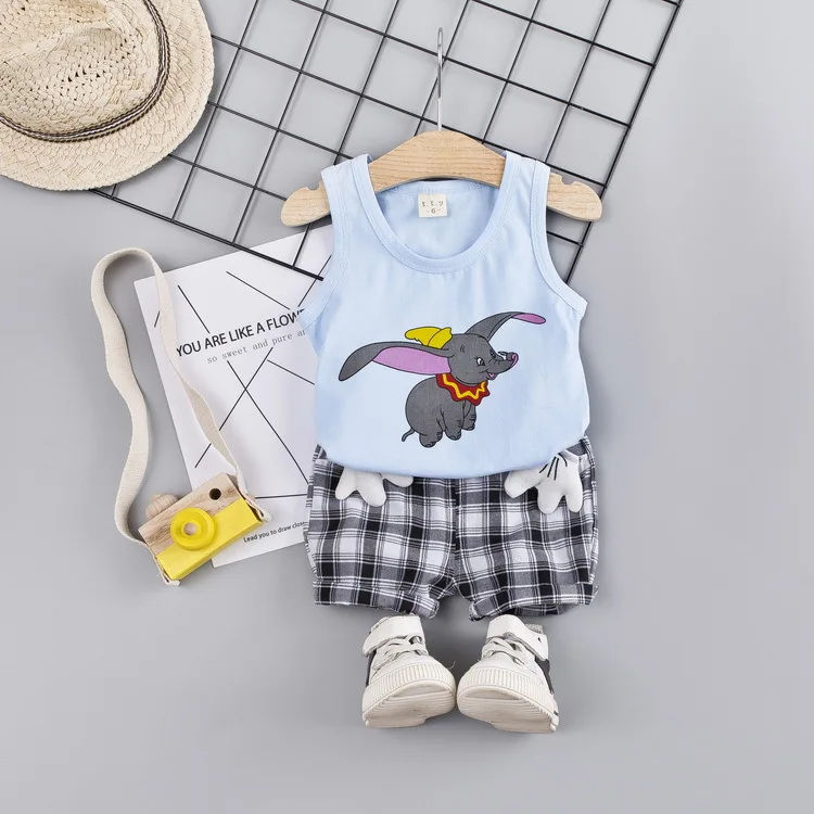Красный Toddler Boy Clothes Children's Summer New Cartoon Pullover Vest Shorts Two-piece Boy's Children's Sleeveless Vest Suit - Цвет: Красный