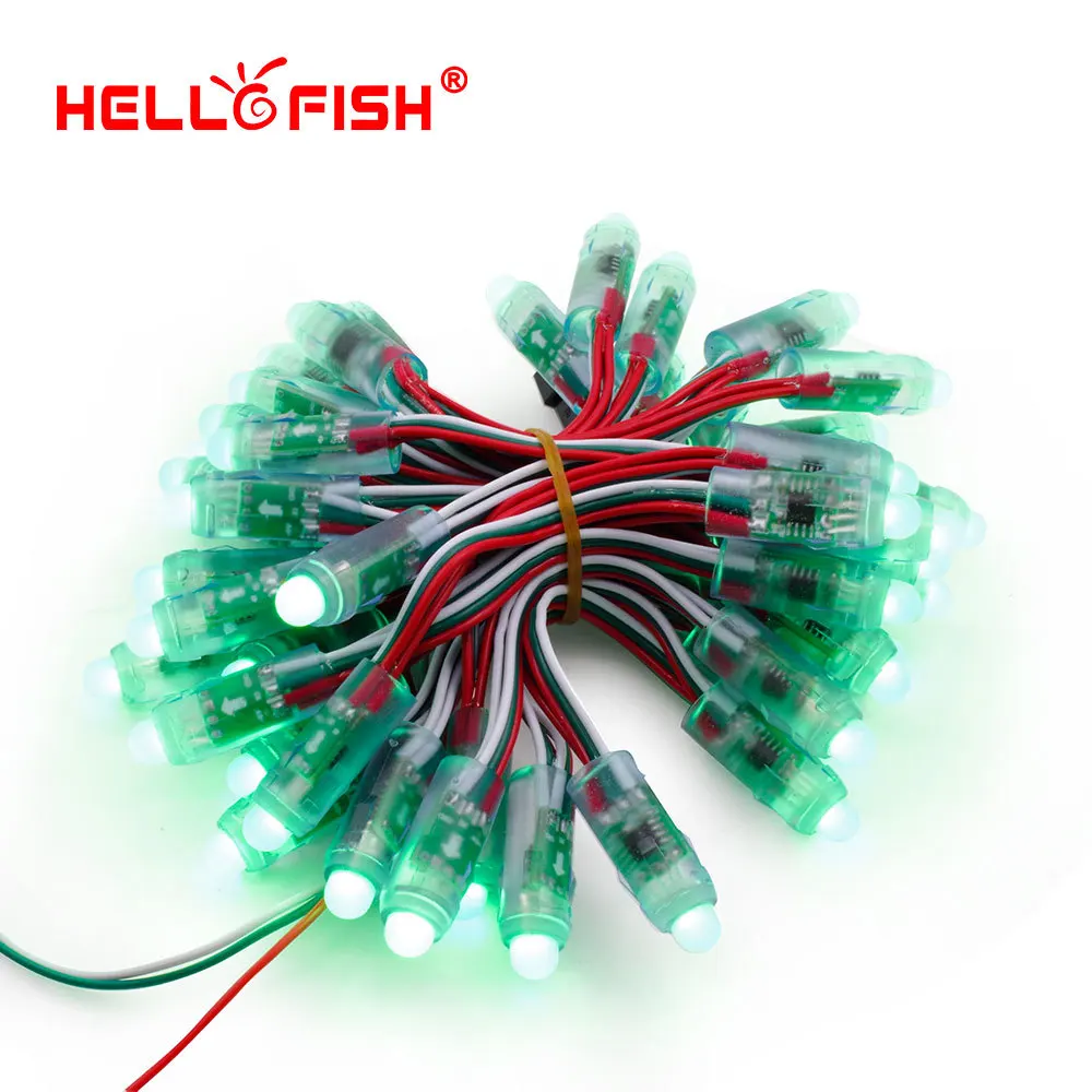Hello Fish 12 мм WS2811 полноцветный пиксельный модуль DC5V IP68 водонепроницаемый точечный светильник для рекламы 50 шт./лот