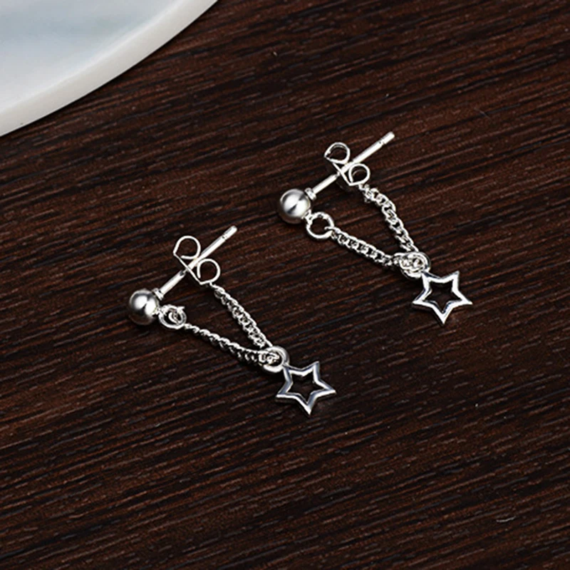 Модные блестящие полые металлические серьги со звездами Bijoux Femme 925 серебристого