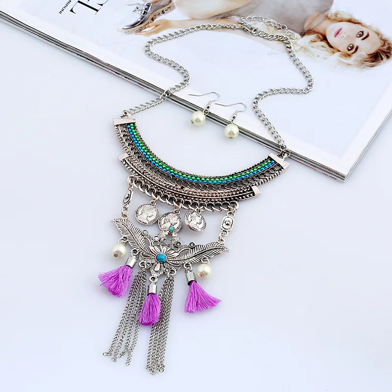 Винтаж Для женщин Макси хлопок кисточкой Цепочки и ожерелья s &amp Подвески себе