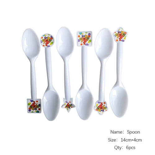 Spoon 6pcs Набор для украшения улицы кунжута, Элмо, Берта, большой птицы, Детские вечерние украшения на день рождения, вечерние принадлежности - Цвет: Spoon 6pcs