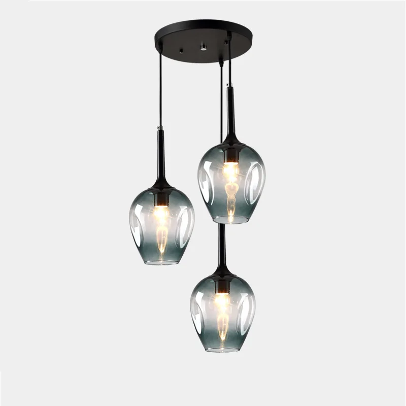 

Postmodern glass pendant lights for Studio Luminaire Novelty glass cover stair lighting shopping Mall Black gold Suspension Lamp