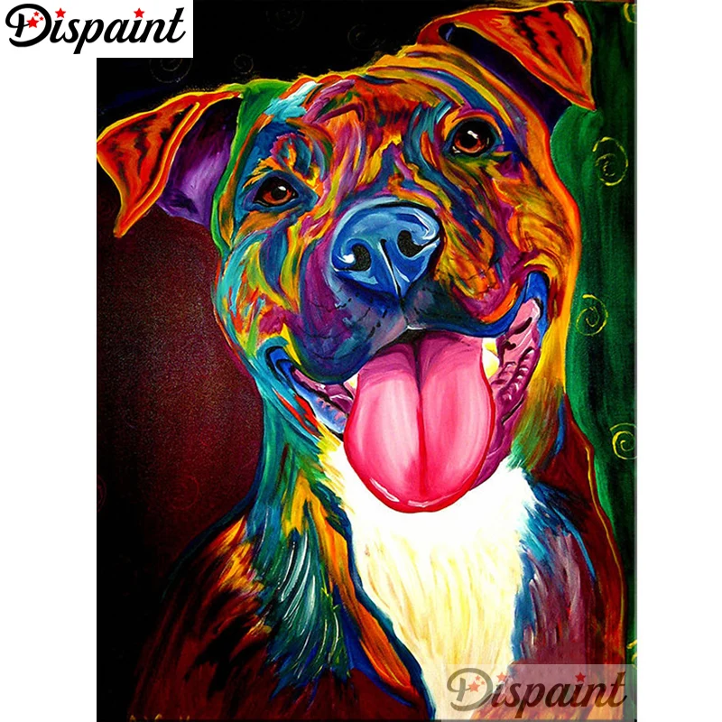 

Dispaint Full Square/Round Drill 5D DIY Diamond Painting "Cartoon color dog" 3D Embroidery Cross Stitch Home Decor Gift A01021