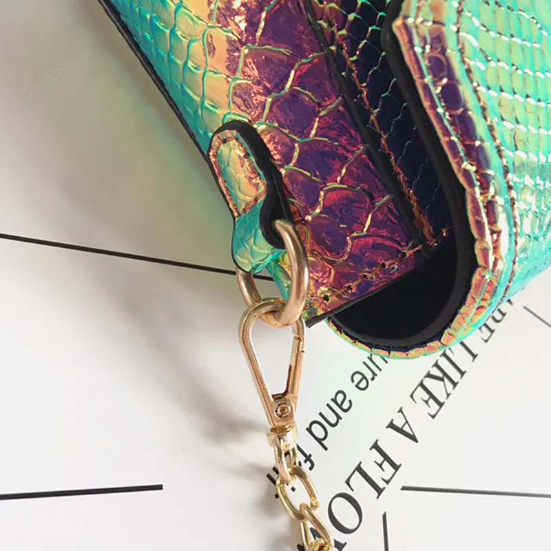 2017 Женской Моды Сумка Лазерного Голографического Змеиный Pattern Женщины Crossbody