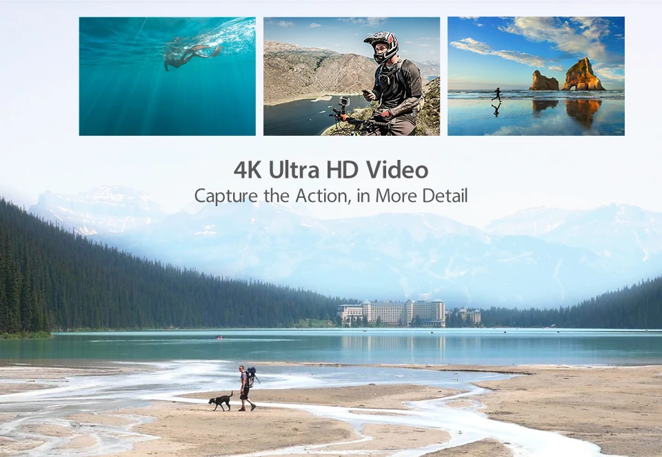 Экшн-камера ThiEYE i60+ 4K WiFi с дистанционным управлением и креплением на свободную степень вращения, Ультра HD камера для езды на велосипеде и дайвинга