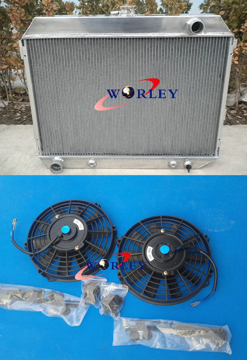 

For-68-74-Dodge-Charger-Challenger-6-3L-7-2L-383-440ci-V8-Aluminum-Radiator-amp-Fans