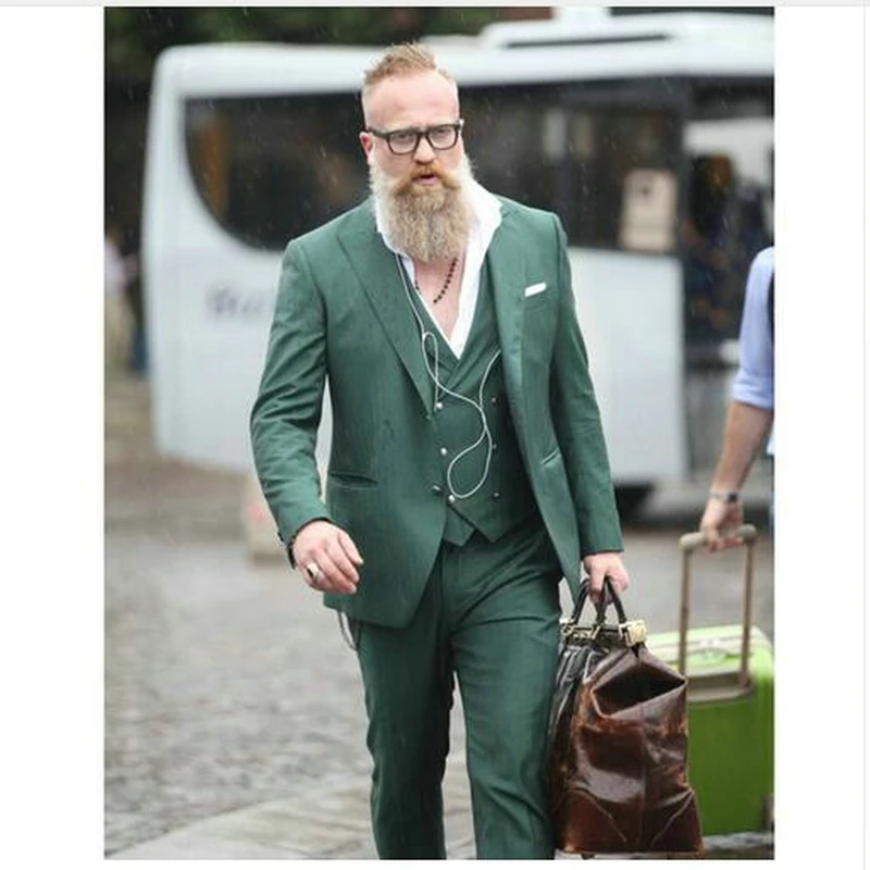 

Зеленый двубортный мужской костюм на заказ, повседневный приталенный мужской смокинг, 3 предмета, свадебные костюмы жениха (пиджак + брюки + ...