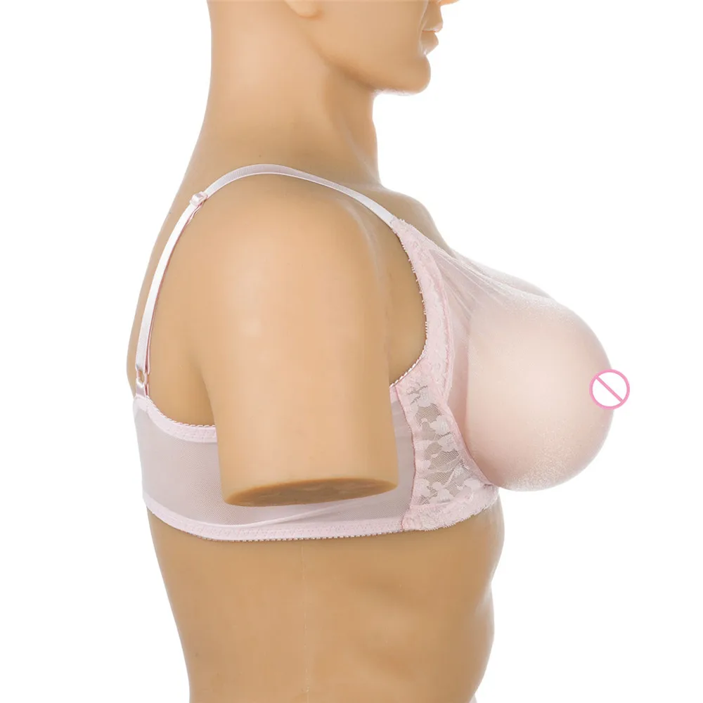 (2000 г/пара круглые бежевые силиконовые груди + сексуальный розовый прозрачный