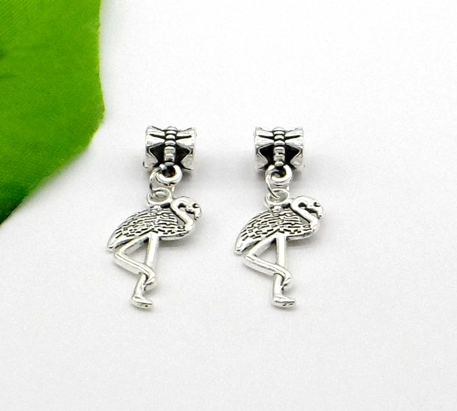 100 шт тибетские серебряные подвески Фламинго Подвески Висячие бусины подходят