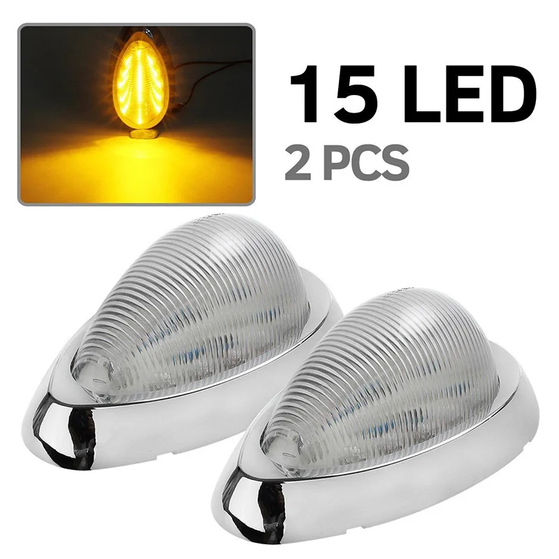 

Car LED Interior Dome Light Chrome Yellow Warning Lamp for 12V-24V Truck Trailer Lorry