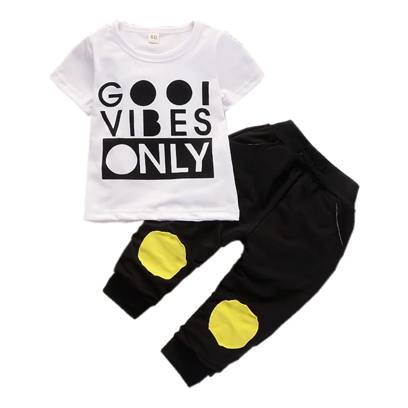 Children Pure Cotton Clothing Outfits Baby Boy Girl T-Shirt Pants 2 Pcs/Sets Tracksuits Kids Summer Infants Sets | Мать и ребенок