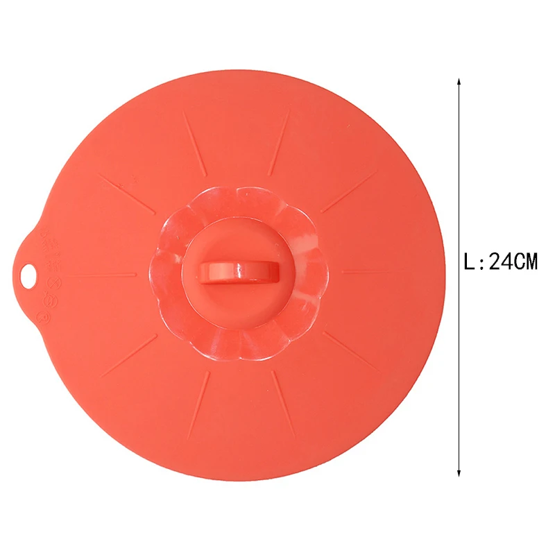 Red L 24cm Силиконовая чаша для микроволновой печи, крышка для разлива, кастрюля, сковорода, пищевая упаковка, уплотнительная крышка, инструменты для приготовления пищи, кухонные гаджеты - Цвет: Red L 24cm