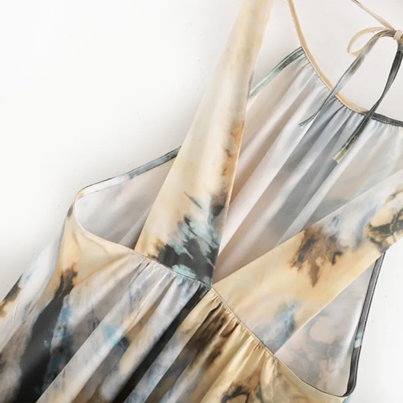 NSZ Tie Dye Платье женское с принтом Длинное Макси летнее платье открытыми плечами