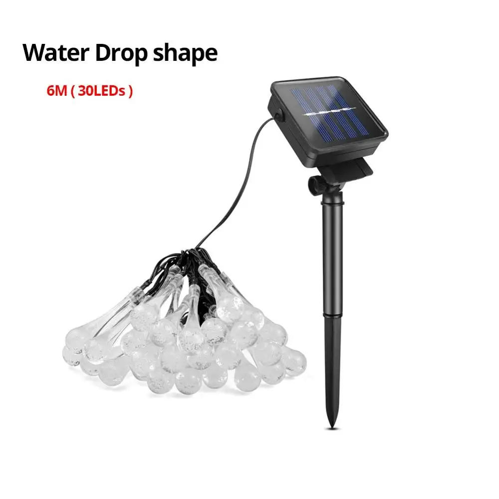 Water Drop 6M Декоративный светодиодный уличный фонарь на солнечной батарее хрустальный шар/цветок/мини Фея Звезда струны лампа садовый забор светильник ing водонепроницаемый - Испускаемый цвет: Water Drop 6M