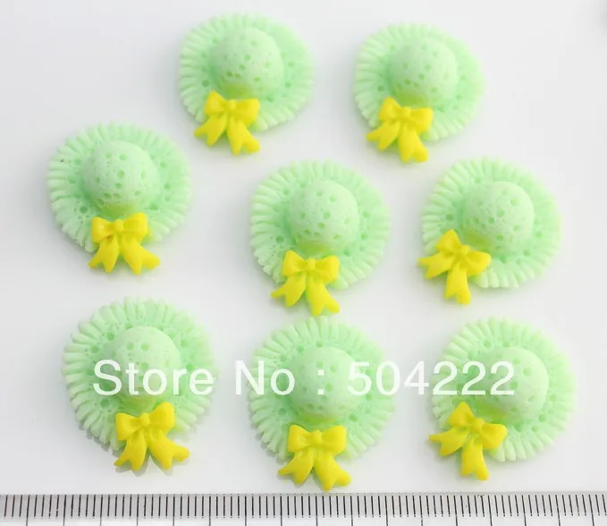 100 шт. кавайная бледно-зеленая Пляжная Шляпа От Солнца каучуковая Цветочная Камея