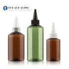 50 шт. * 50100150200 мл пустая зеленая пластиковая бутылка-пульверизатор жидкий многоразовый тонкий носик Перманентная завивка волос Янтарный косметический контейнер коричневый