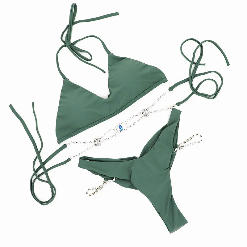 Купальник бикини со стразами и кристаллами блестящий купальник с бриллиантами