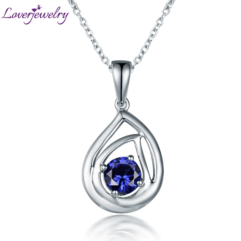 Женский кулон LOVERJEWELRY однотонный из белого золота 14 к васильковый и голубой