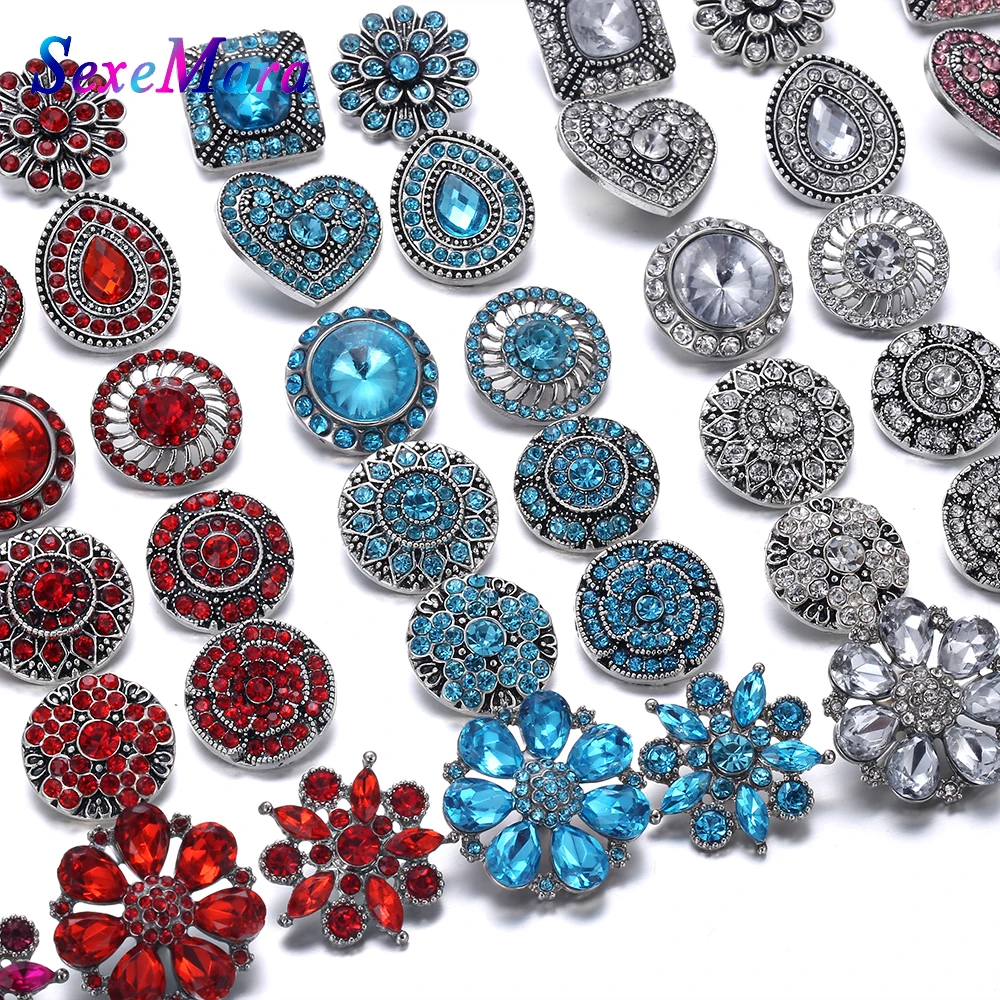 10 шт./лот смешанные красные стразы Стильные Металлические Подвески 18 мм 20 кнопки