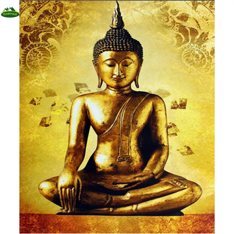 YUMEART Алмазная вышивка религия Золотой Будда алмазная живопись крестиком полная
