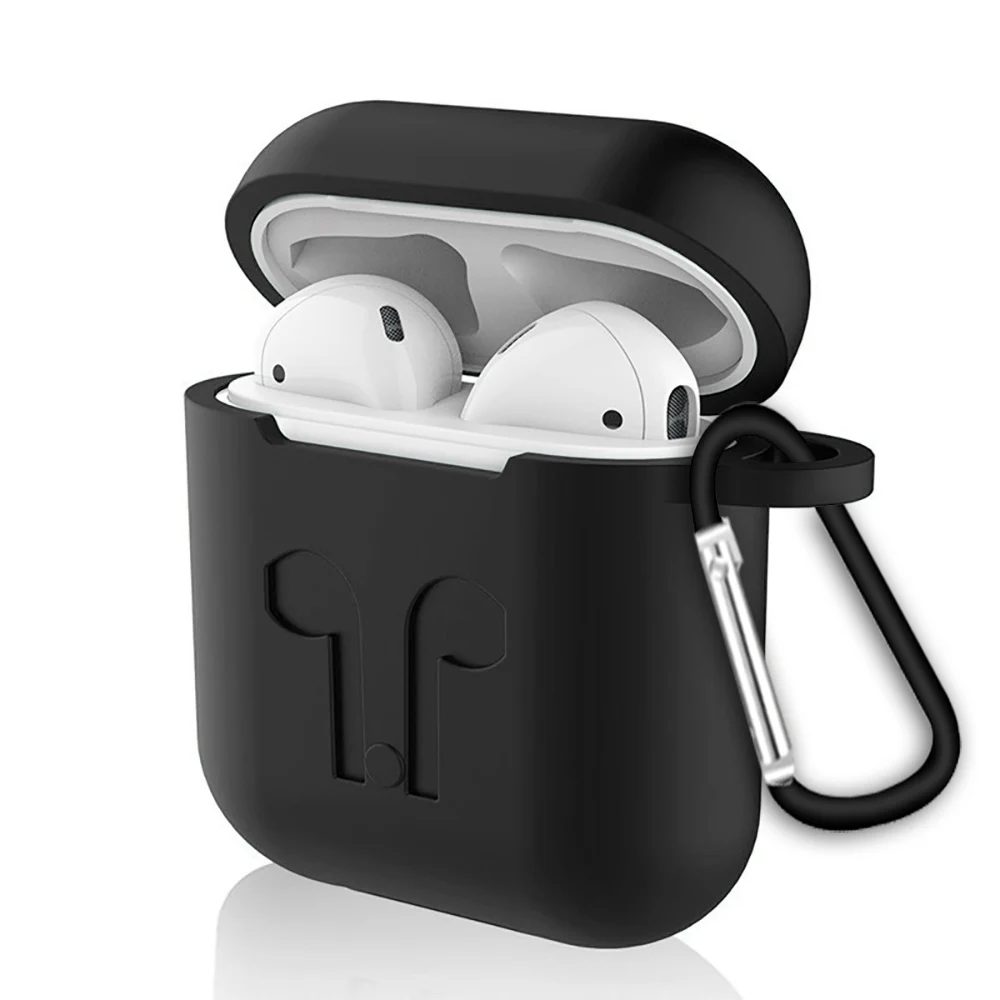 Black Case-Ring Мягкий силиконовый чехол для гарнитура для airpods защитный чехол противоударный водонепроницаемый гарнитура аксессуары - Цвет: Black Case-Ring