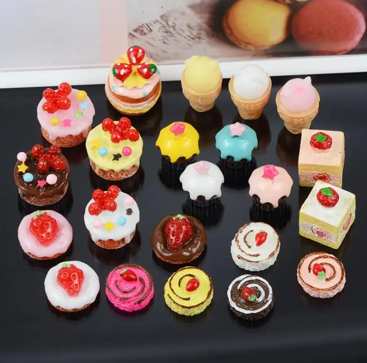 Милые кабошоны из полимерной смолы с плоским основанием для торта resin foods | Дом и