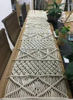 40X220 Ручной Работы Макраме настенный Декор кремовый хлопок органический гобелен с пряжей плетение крючком на заказ - Цвет: 40X220