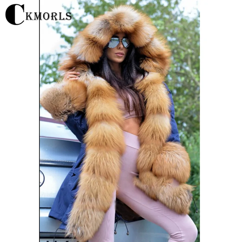 CKMORLS 2018 новые парки из натурального Лисьего меха для женщин куртки с воротником
