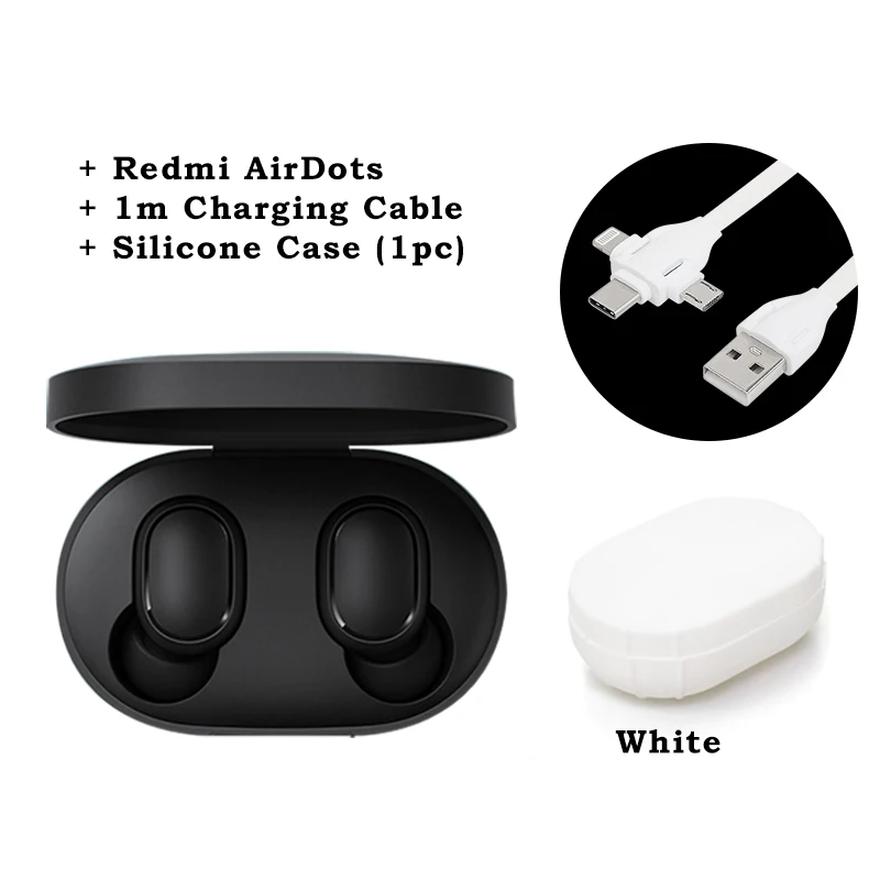 Add White Case Самые дешевые Xiaomi Redmi AirDots True Беспроводные Bluetooth 5,0 наушники DSP шумоподавление гарнитура с микрофоном наушники TWSEJ04LS - Цвет: Add White Case