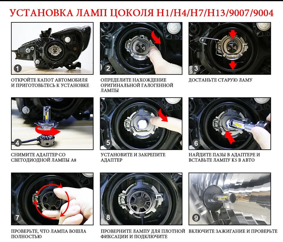 HLXG H7 LED H4 Lumileds Luxeon ZES Автомобильные Светодиодные Лампы Головного Света H1 LED H11 H8 HB3 9005 HB4 Ближний Свет Дальний Протифотуманные Фары 6500К 4300К 5000К 12В 12000Лм Сверхъяркие комплект ЛЕД