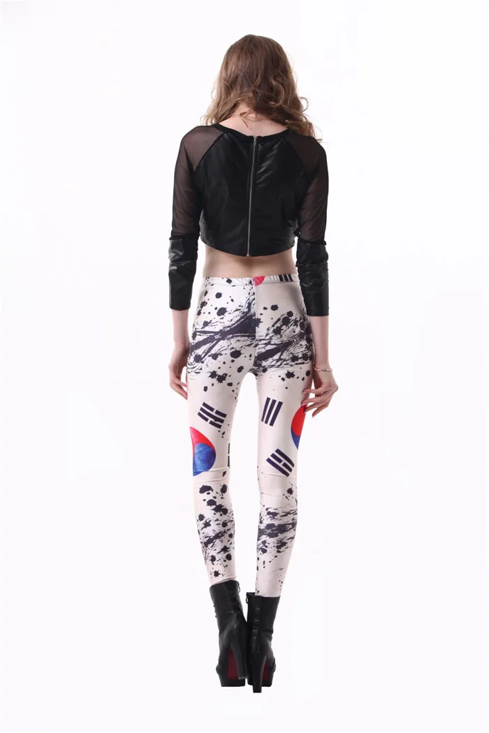 3D забавные печатные корейские леггинсы с флагом для женщин модные сексуальные