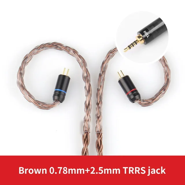 TRN 16 Core посеребренный медный кабель для наушников HIFI кабель для обновления 3,5 мм/2,5 мм разъем MMCX/2PIN 0,75 мм 0,78 мм интерфейсные кабели - Цвет: 2.5mm 0.78mm Brown