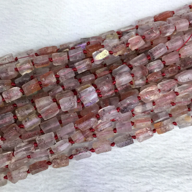 Natural Genuine Red Super Seven Melody Stone Hand Cut Nugget Free Form Loose Rough Matte Faceted Beads 6-8mm 05381 | Украшения и