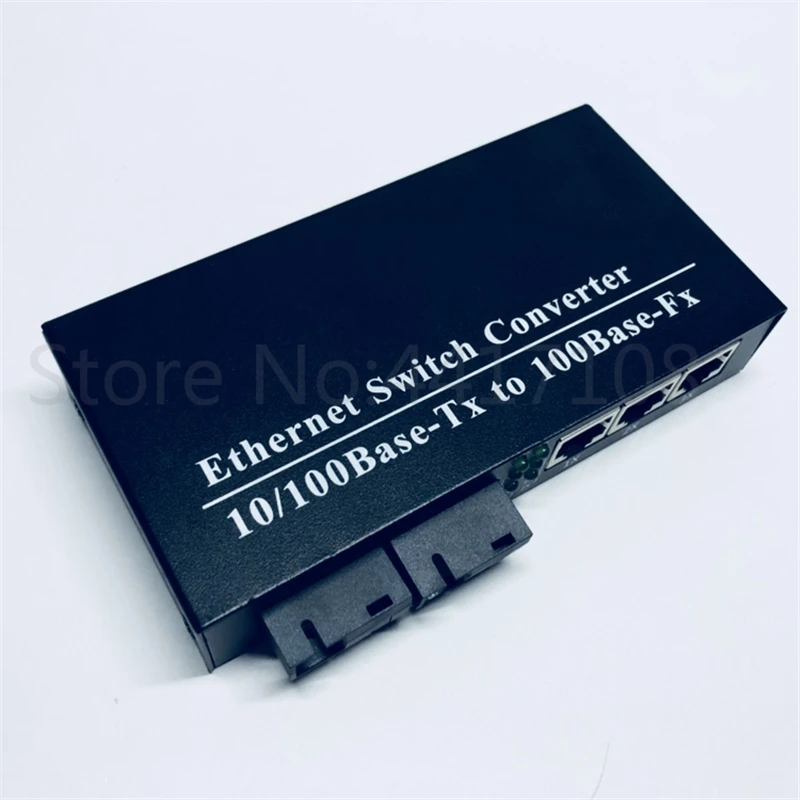 Ethernet коммутатор 10/100 м 25 км волоконно оптический медиа конвертер один режим 3 RJ45 и 2