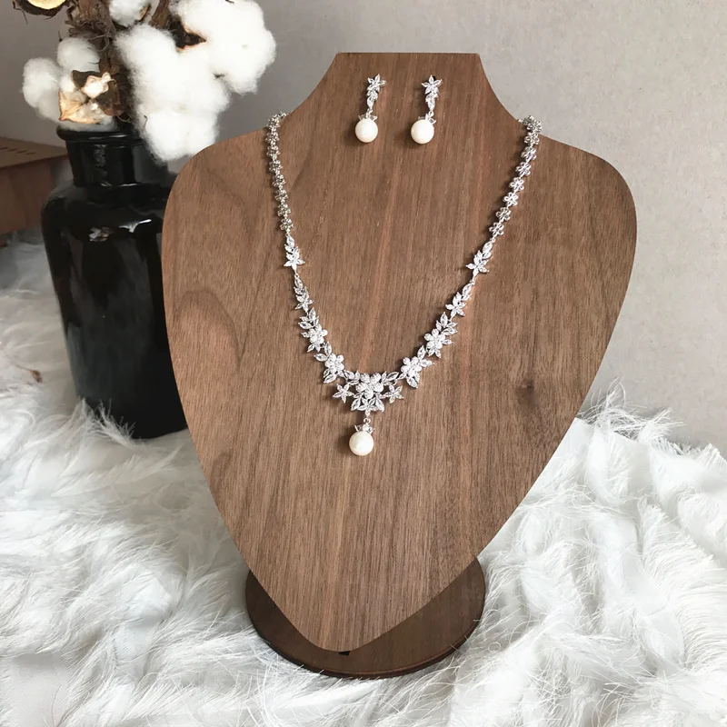 Серьги из цельного дерева ожерелье дисплей бюст черный орех ювелирный держатель